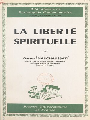 cover image of La liberté spirituelle